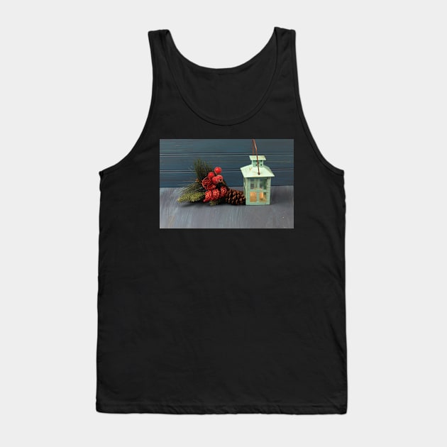 Christmas decorations on a wooden background Tank Top by ikshvaku